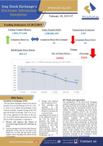Read more about the article Issue number 7 of (Iraq Stock Exchange’s Electronic Information weekly Newsletter)